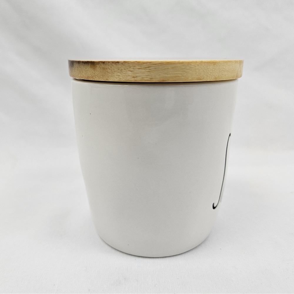 Rae Dunn Ceramic Salt Cellar Canister with Wooden Lid Farmhouse Decor White - Picture 11 of 12